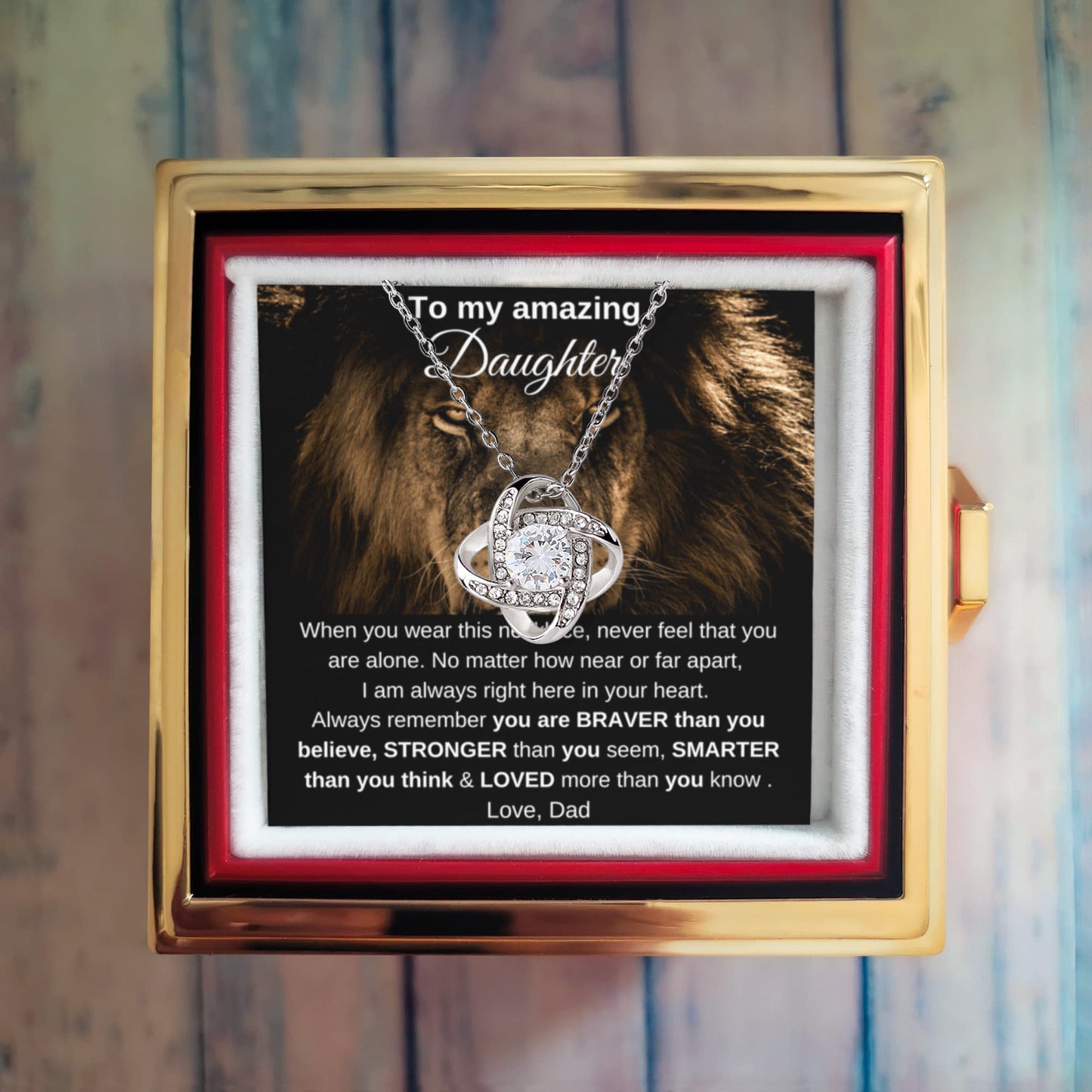 To My Amazing Daughter - I Am Always Right Here In Your Heart - Love Knot with Rotating Rose Gift Box