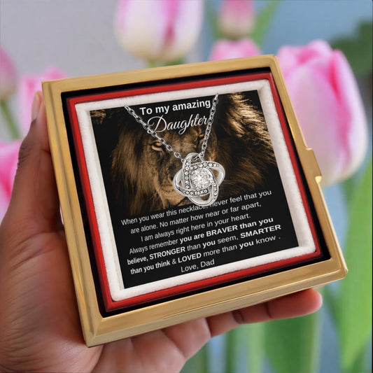 To My Amazing Daughter - I Am Always Right Here In Your Heart - Love Knot with Rotating Rose Gift Box