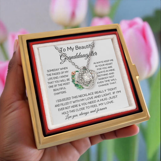 To My Beautiful Granddaughter - Love You Always & Forever - Love Knot with Rotating Rose Gift Box