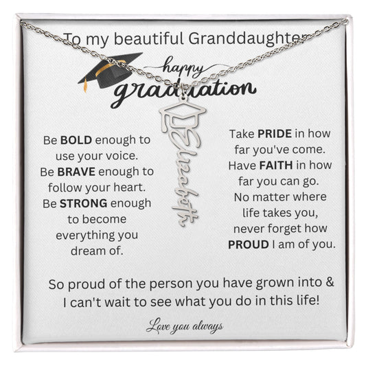 To My Beautiful Granddaughter | Happy Graduation | Graduation Cap Name Necklace