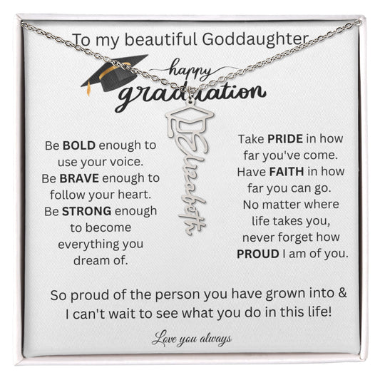 To My Beautiful Goddaughter | Happy Graduation | Graduation Cap Name Necklace