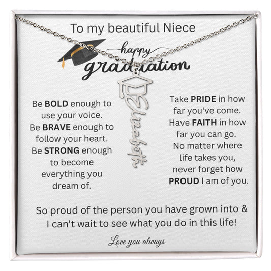 To My Beautiful Niece | Happy Graduation | Graduation Cap Name Necklace