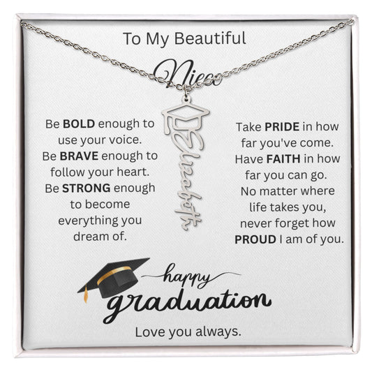 To My Beautiful Niece - Graduation Cap Name Necklace