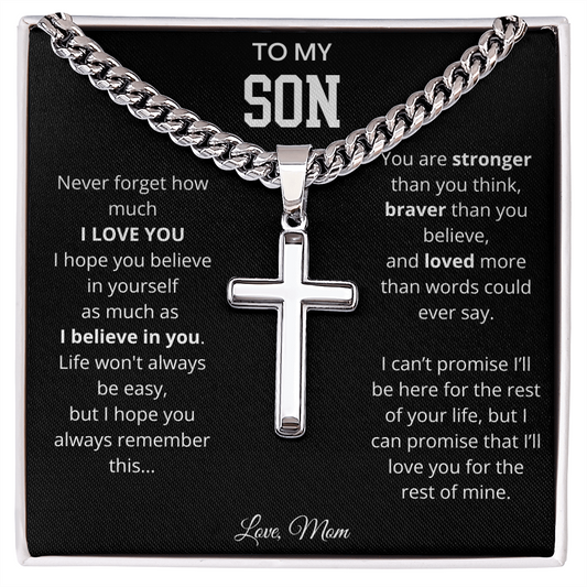 To My Son | You Are Braver | Artisan Cross - Cuban Link Chain