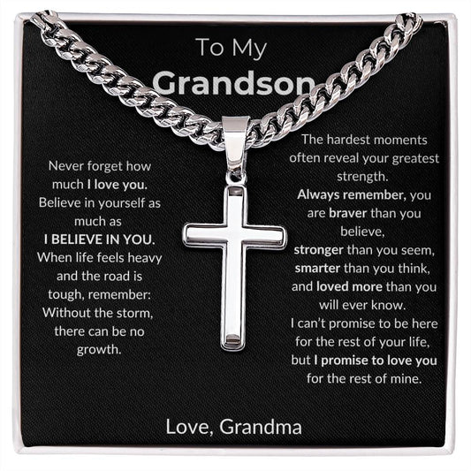 To My Grandson | I Believe In You | Artisan Cross - Cuban Link Chain