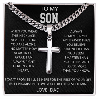 To My Son - When You Wear This Necklace - Artisan Cross With Cuban LInk Chain