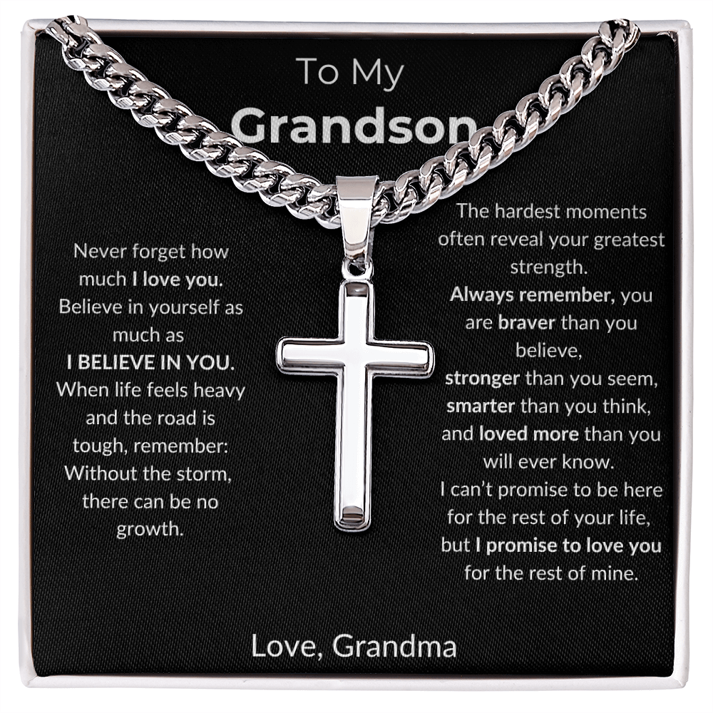 To My Grandson | I Believe In You | Artisan Cross - Cuban Link Chain