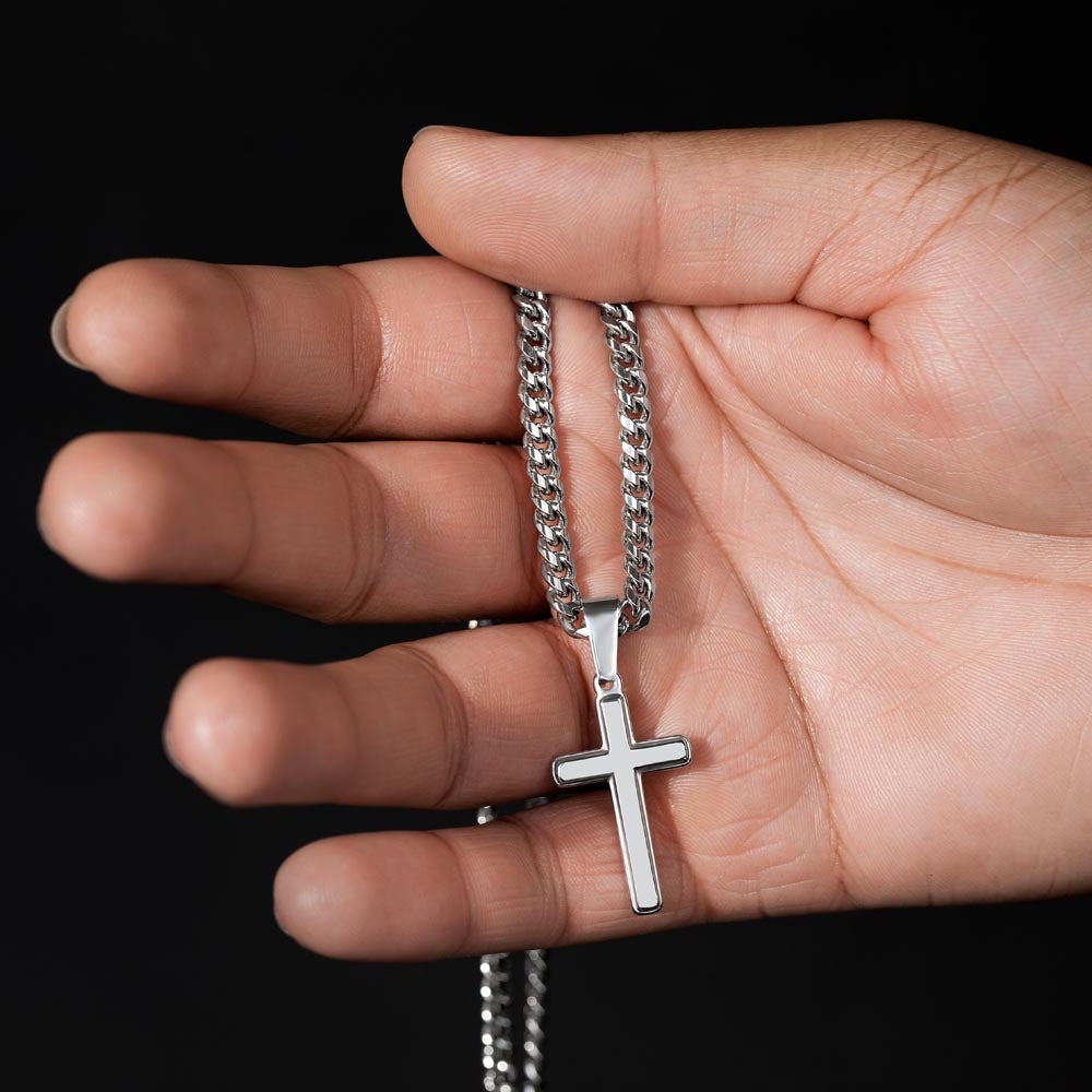 To My Son | I Promise To Love You | Love, Mom | Artisan Cross - Cuban Link Chain