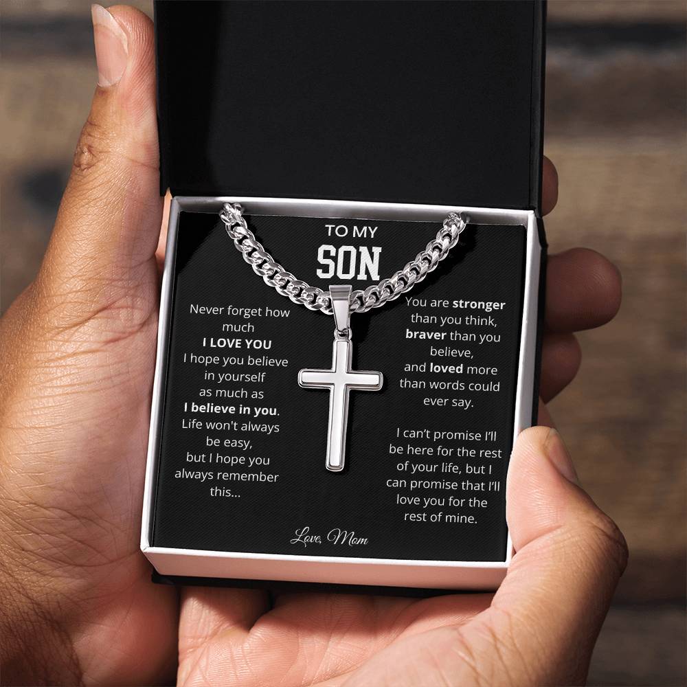 To My Son | You Are Braver | Artisan Cross - Cuban Link Chain