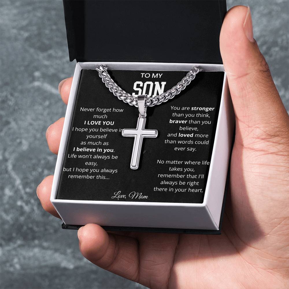 To My Son | Never Forget | Artisan Cross - Cuban Link Chain