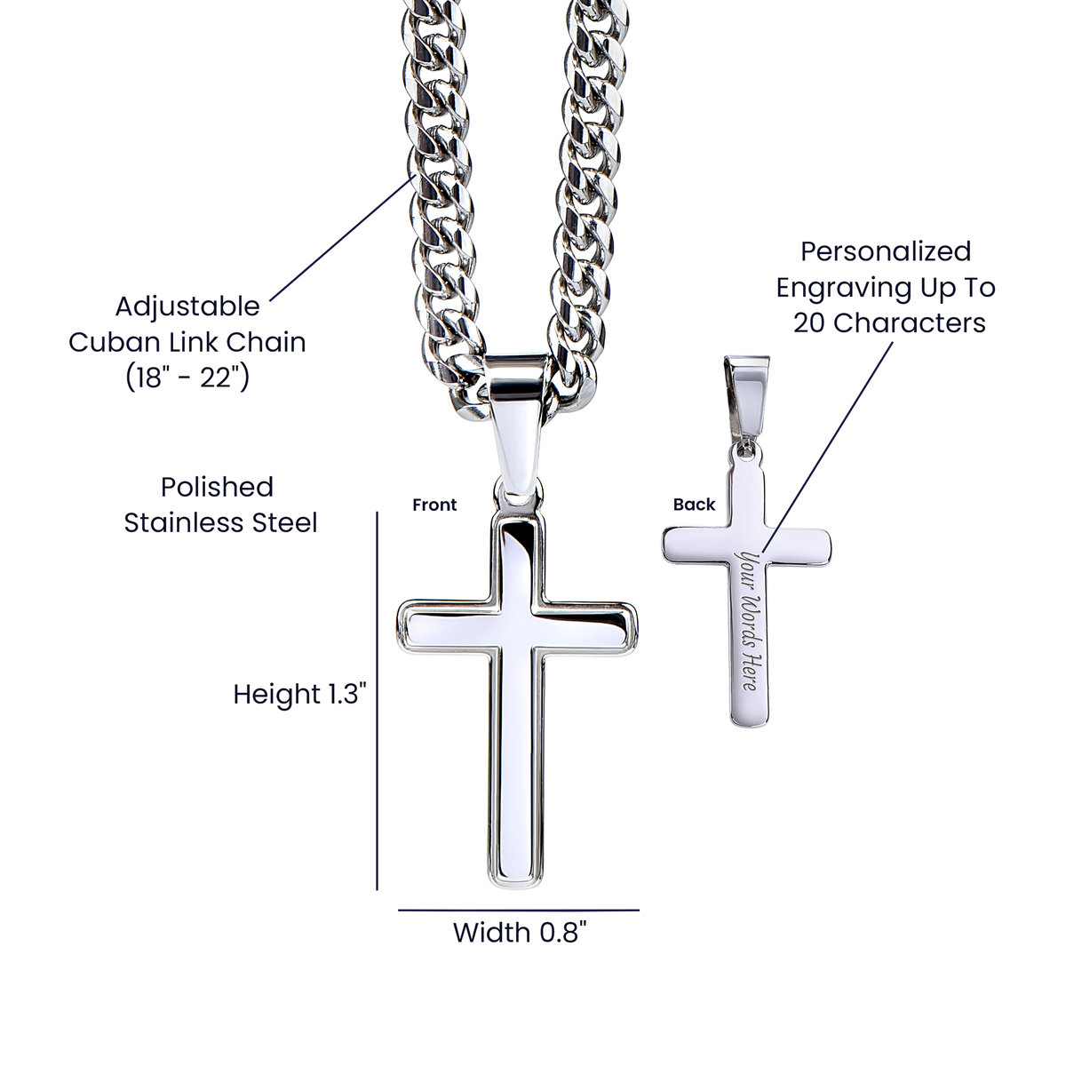 To My Son - When You Wear This Necklace - Artisan Cross With Cuban Link Chain