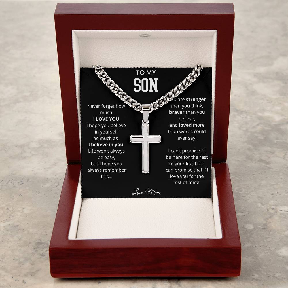 To My Son | You Are Braver | Artisan Cross - Cuban Link Chain