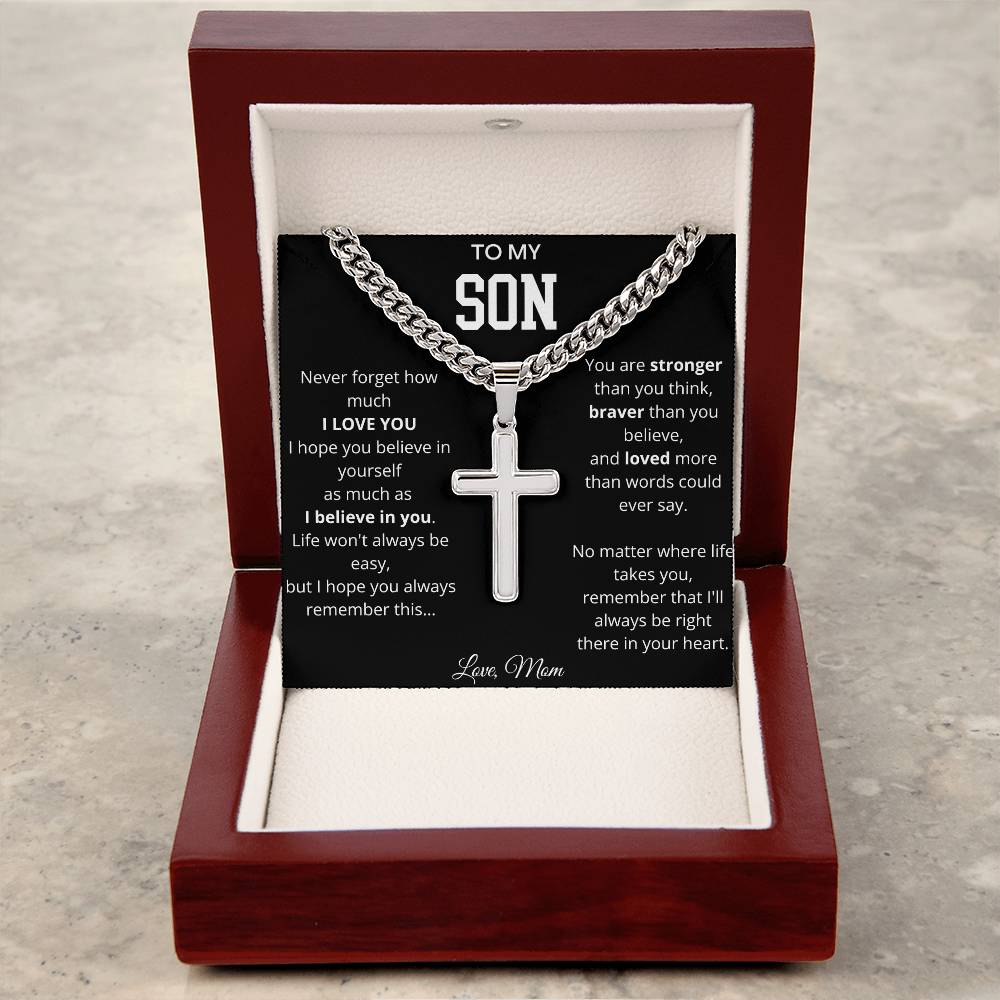 To My Son | Never Forget | Artisan Cross - Cuban Link Chain