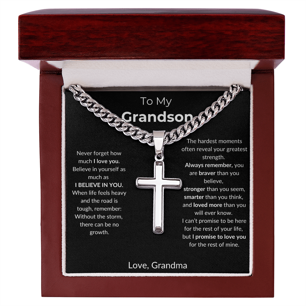 To My Grandson | I Believe In You | Artisan Cross - Cuban Link Chain