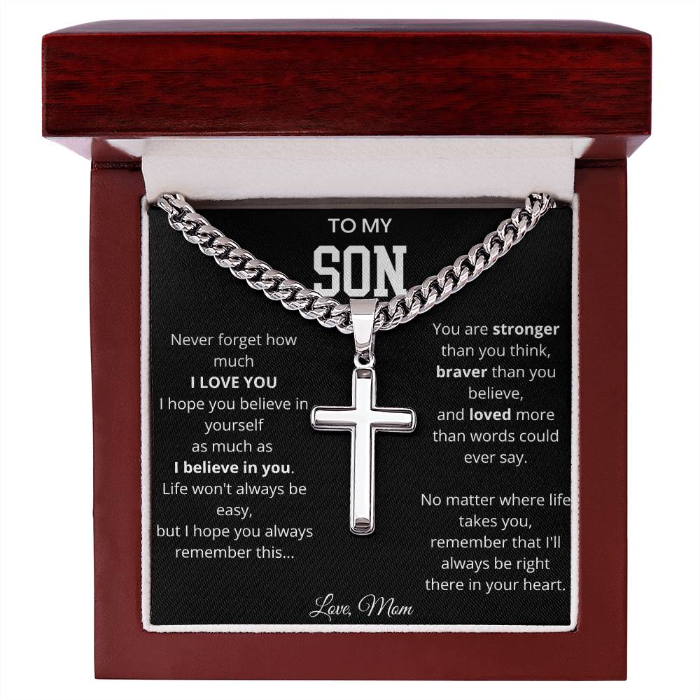 To My Son | Never Forget | Artisan Cross - Cuban Link Chain