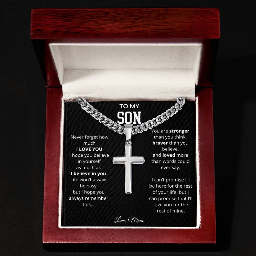 To My Son | You Are Braver | Artisan Cross - Cuban Link Chain
