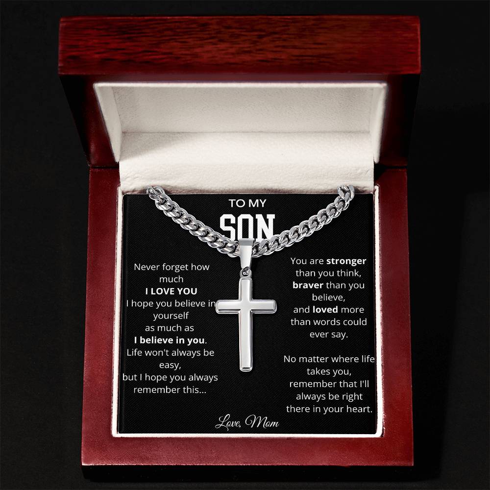 To My Son | Never Forget | Artisan Cross - Cuban Link Chain