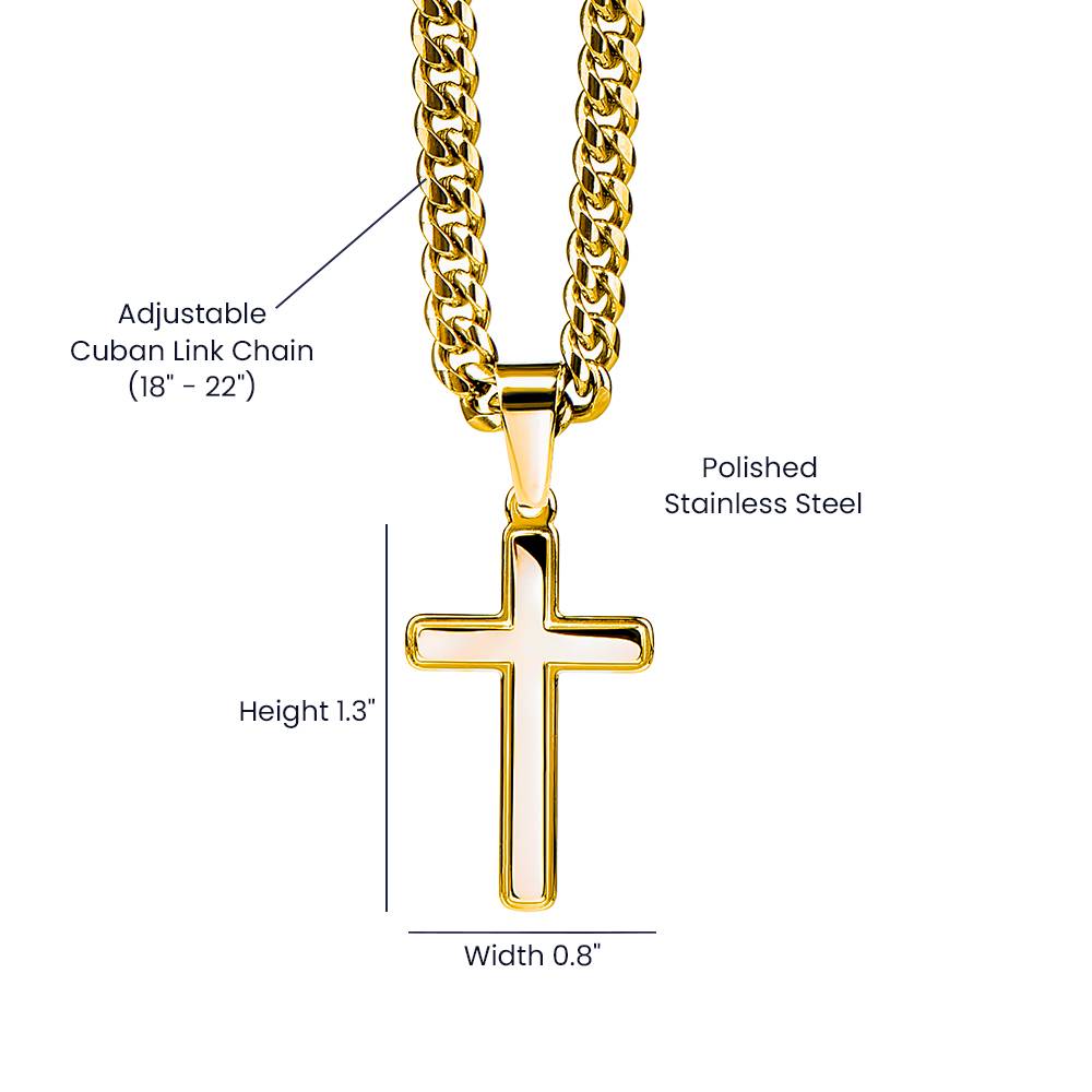 To My Son - When You Wear This Necklace - Artisan Cross With Cuban Link Chain