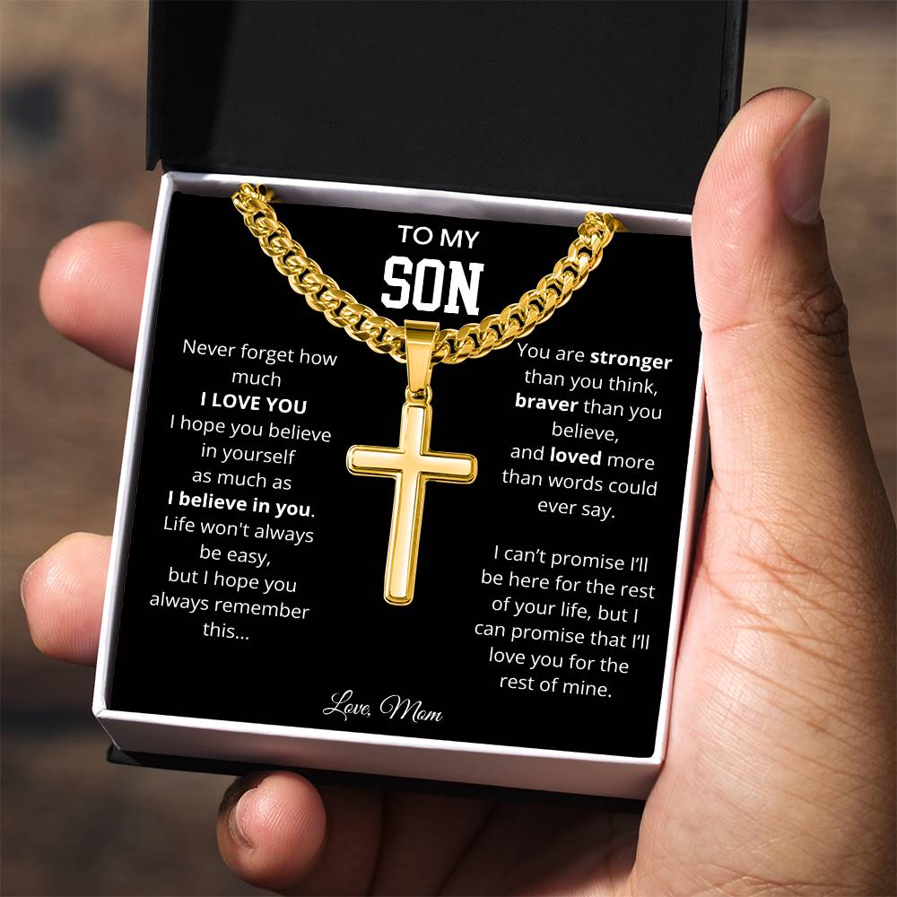 To My Son | You Are Braver | Artisan Cross - Cuban Link Chain