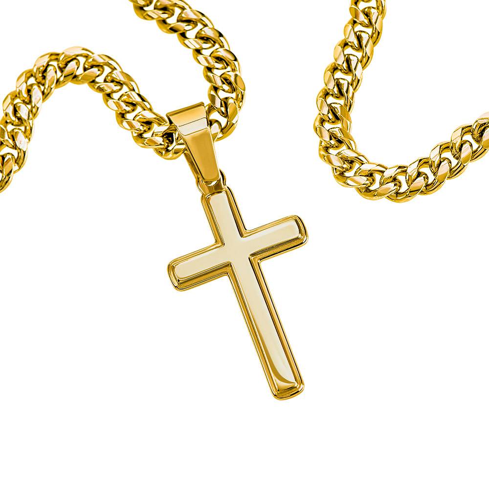 To My Son - When You Wear This Necklace - Artisan Cross With Cuban Link Chain