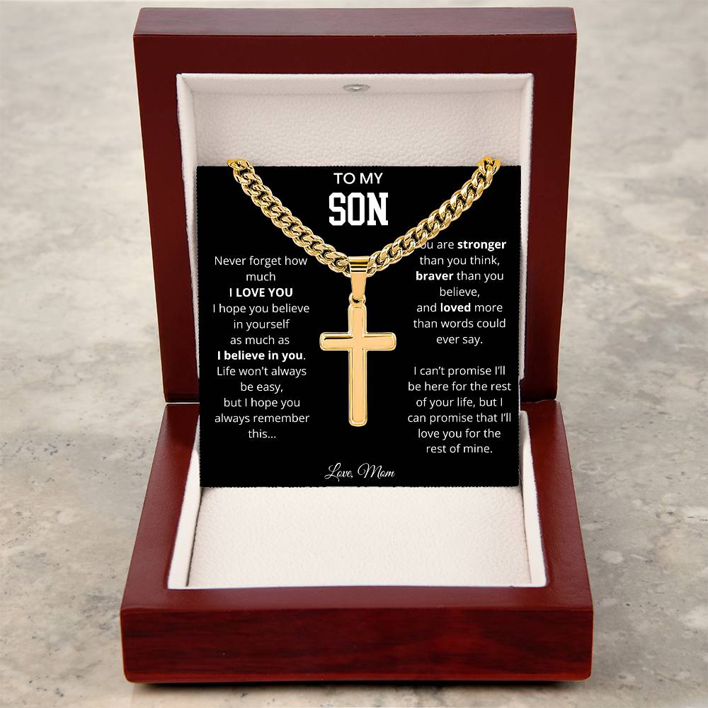 To My Son | You Are Braver | Artisan Cross - Cuban Link Chain