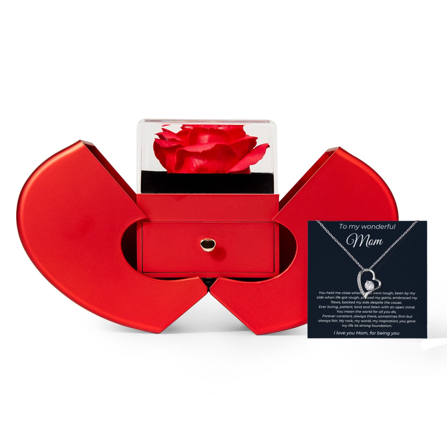 To My Wonderful Mom | Forever Constant | Forever Love Necklace with Red Heart Rose Box
