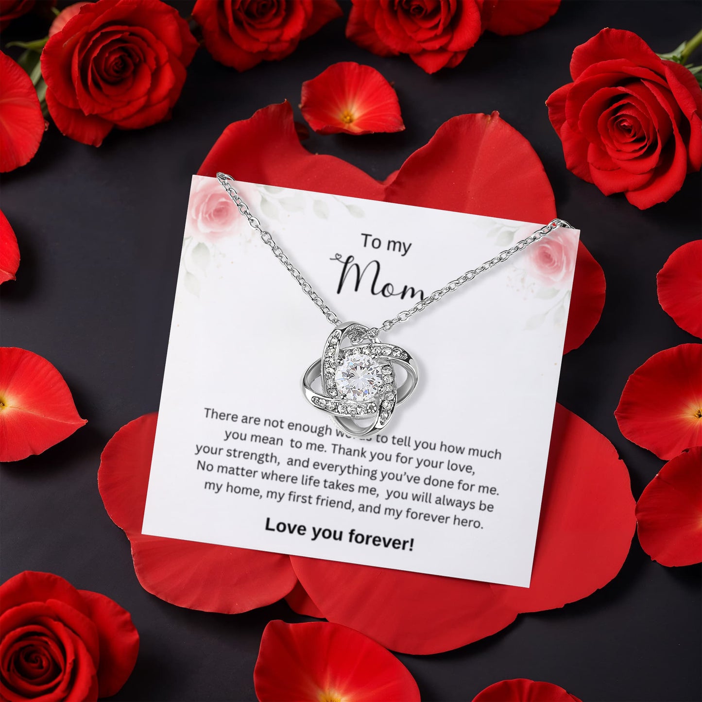 To My  Mom | Thank You For Your Love | Love Knot with Rotating Rose Gift Box