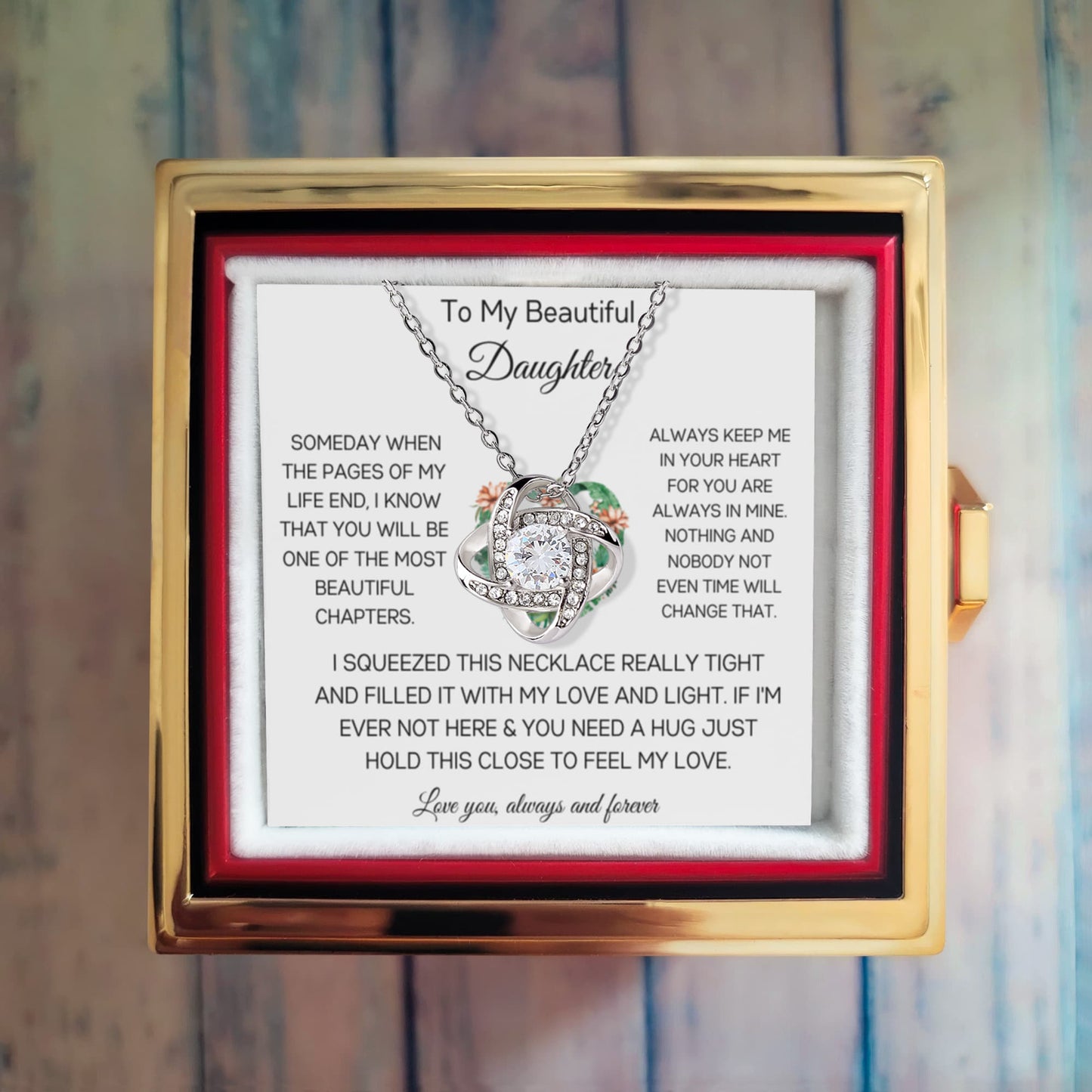 To My Beautiful Daughter - Someday - Love Knot with Rotating Rose Gift Box
