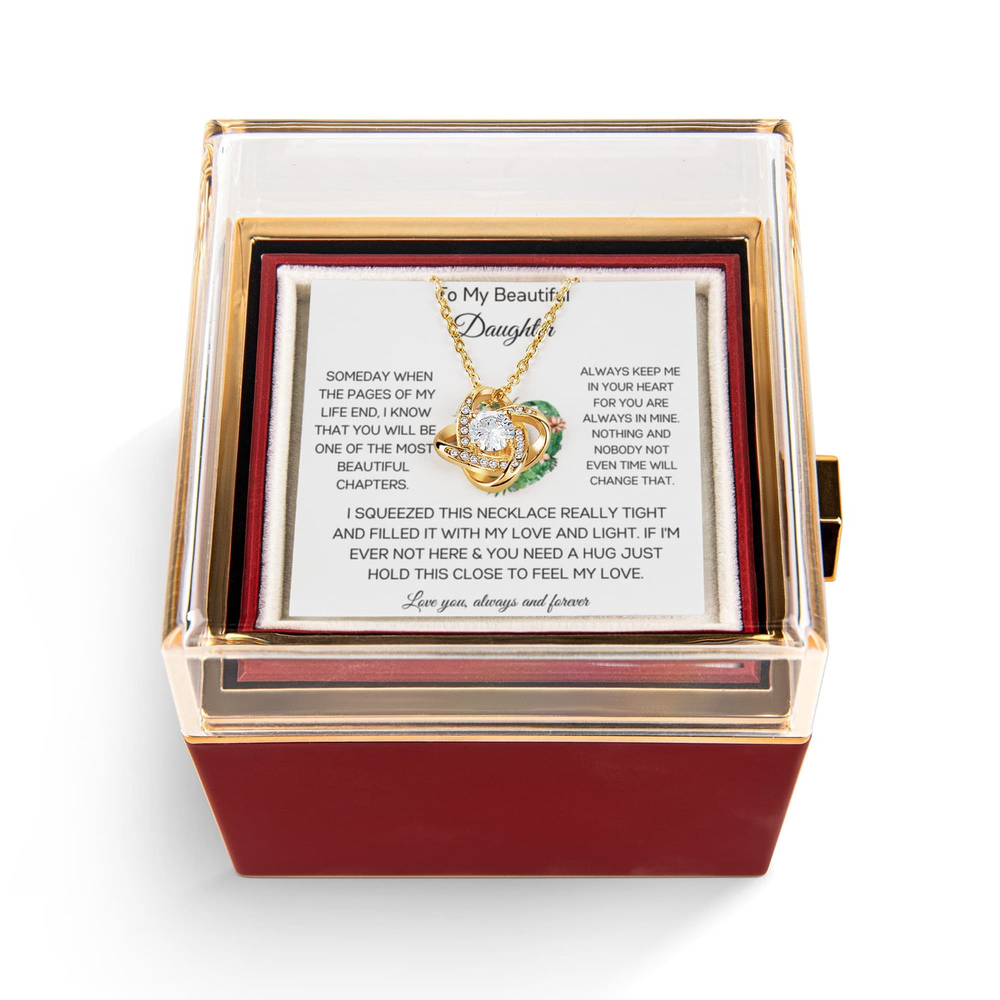 To My Beautiful Daughter - Someday - Love Knot with Rotating Rose Gift Box