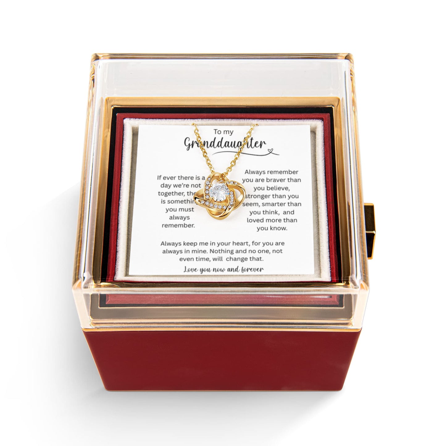 To My Granddaughter - Always Keep Me In Your Heart - Love Knot with Rotating Rose Gift Box