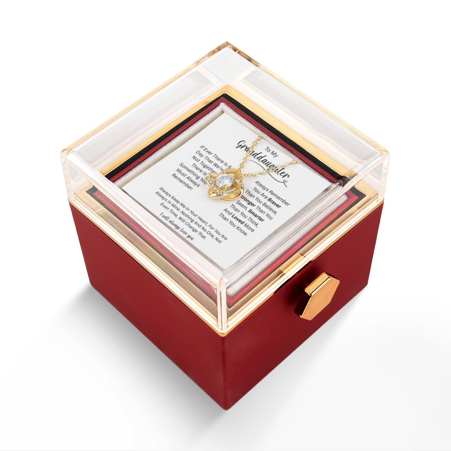 To My Granddaughter | Always Keep Me In Your Heart | Love Knot with Rotating Rose Gift Box