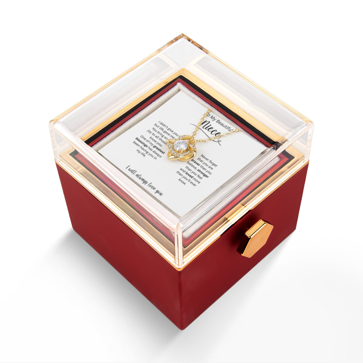To My Beautiful Niece | You Are Stronger More Than You Feel | Love Knot with Rotating Rose Gift Box
