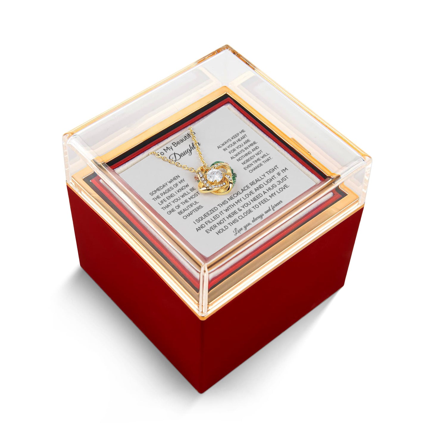 To My Beautiful Daughter - Someday - Love Knot with Rotating Rose Gift Box