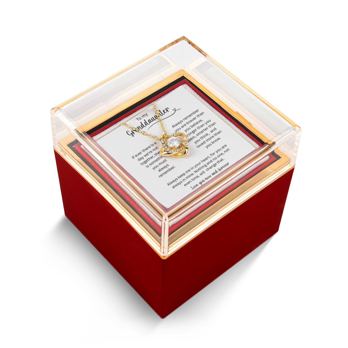 To My Granddaughter - Always Keep Me In Your Heart - Love Knot with Rotating Rose Gift Box