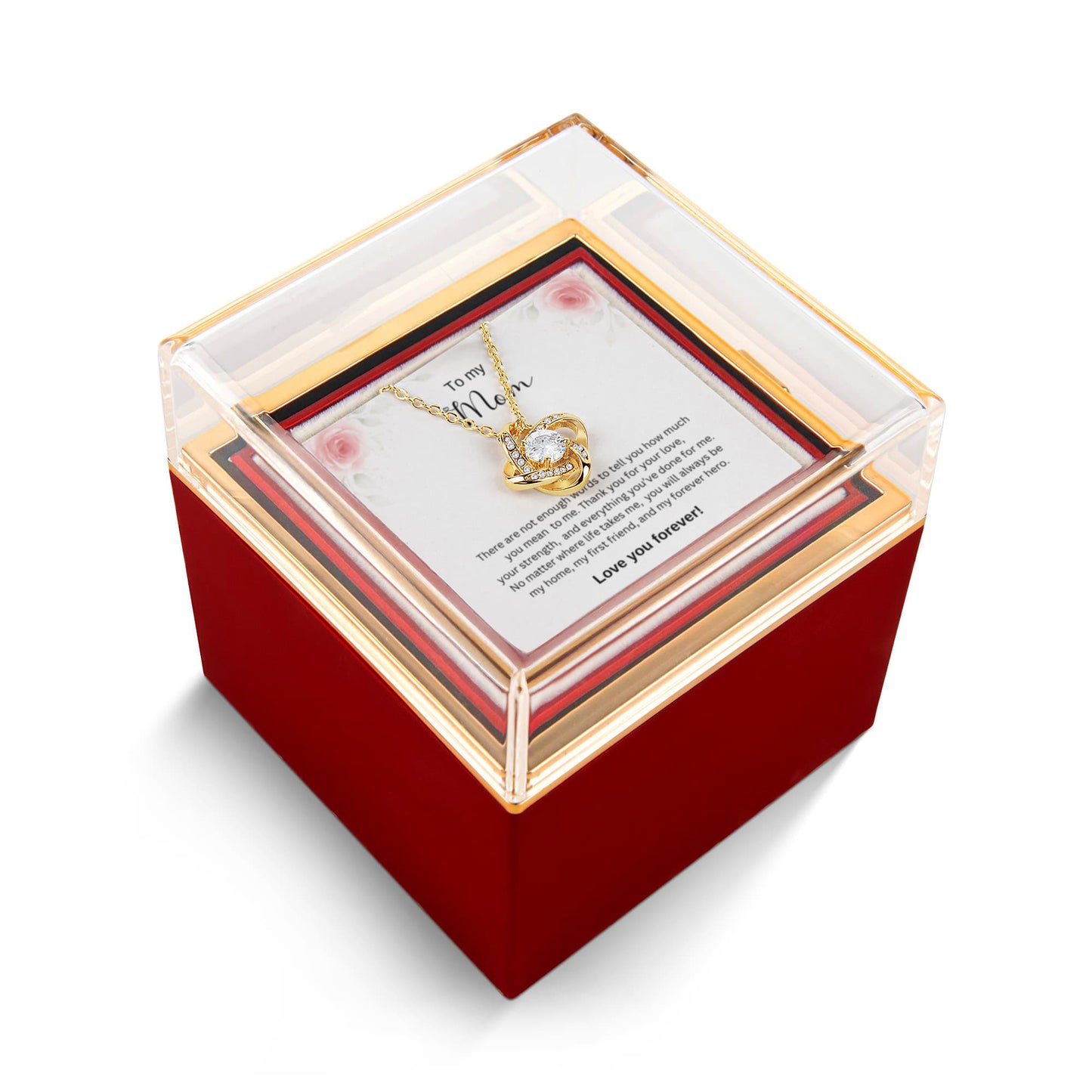 To My  Mom | Thank You For Your Love | Love Knot with Rotating Rose Gift Box