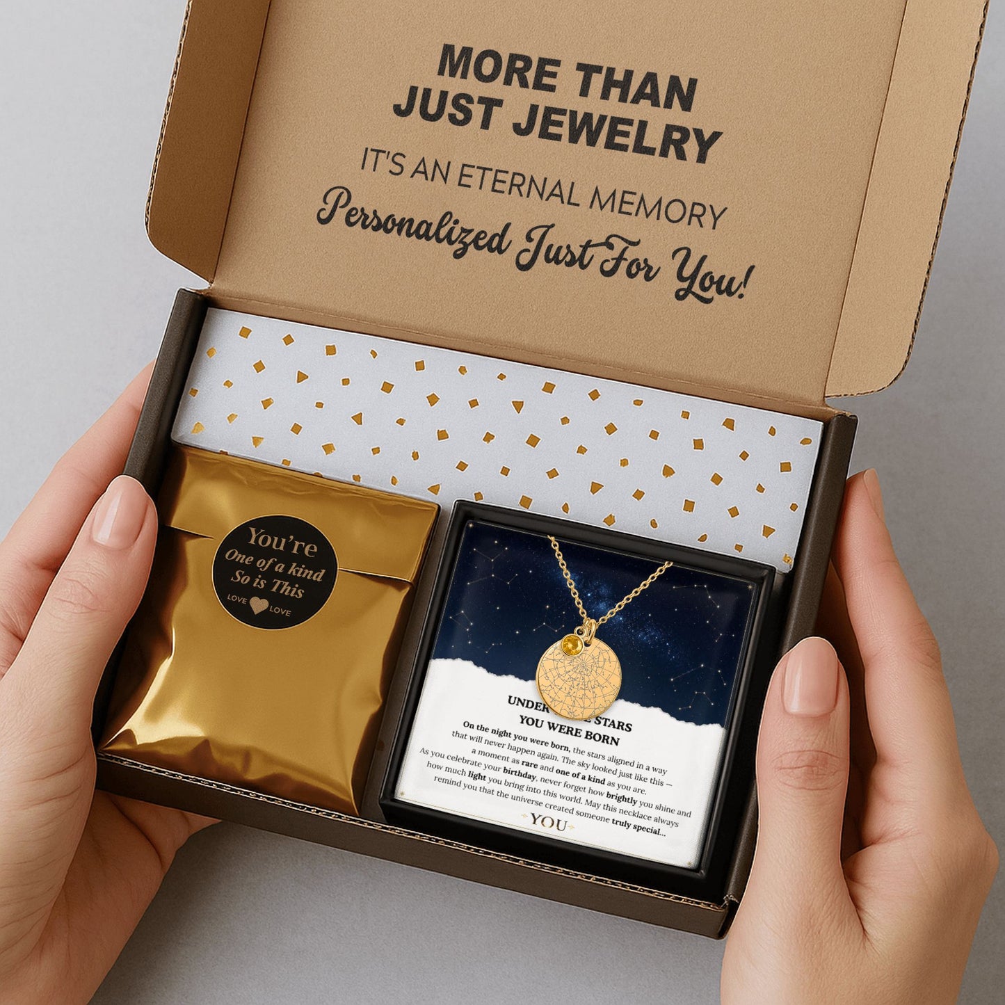 Under These Starts You Were Born | A Truly Special YOU | Star Map Coin Necklace with Birthstone