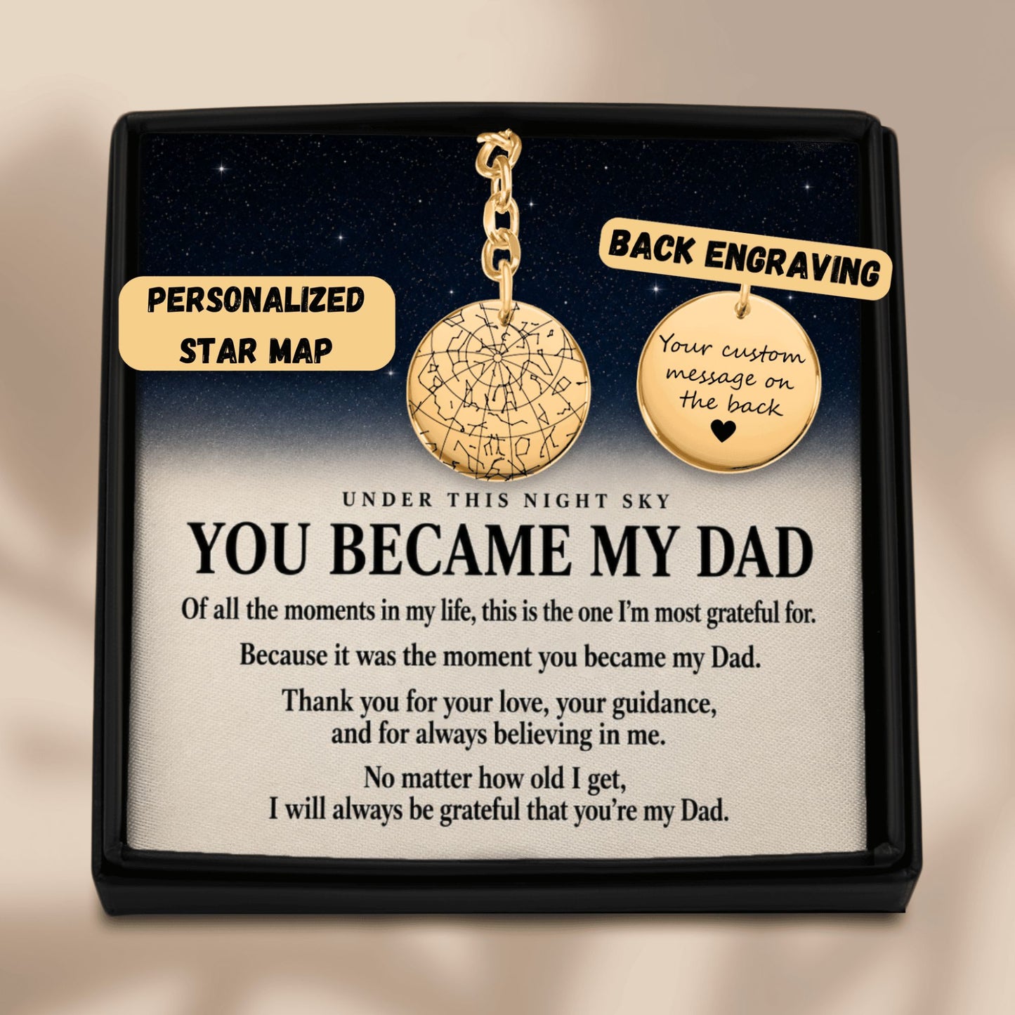 Under This Night Sky I'm Grateful that you're My Dad - Star Map Coin Keychain