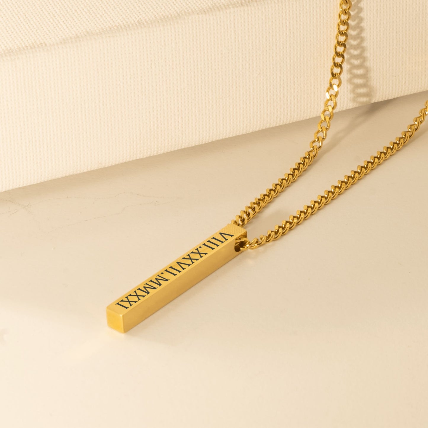 Cuban 3D Bar Necklace
