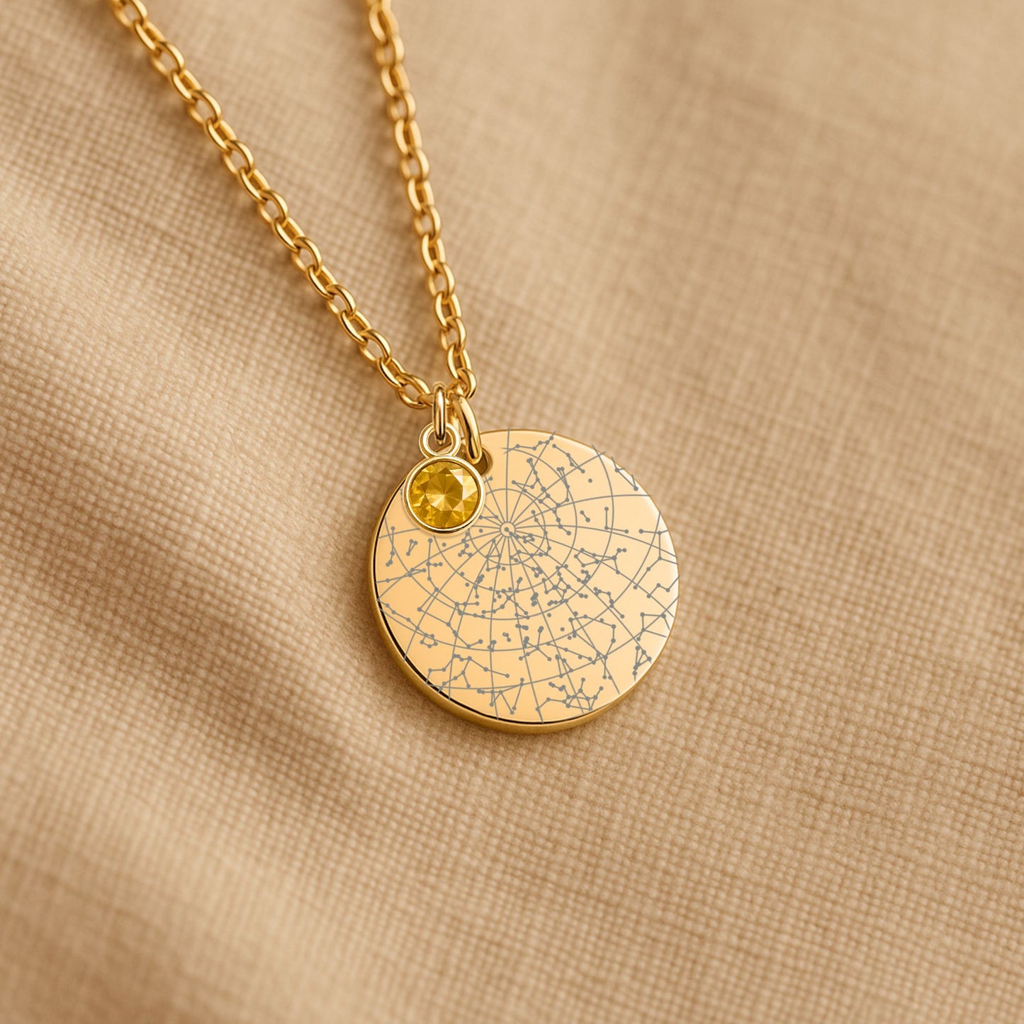 Under These Starts You Were Born | A Truly Special YOU | Star Map Coin Necklace with Birthstone