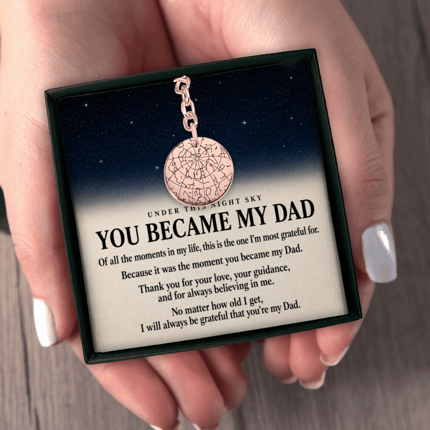 Under This Night Sky I'm Grateful that you're My Dad - Star Map Coin Keychain