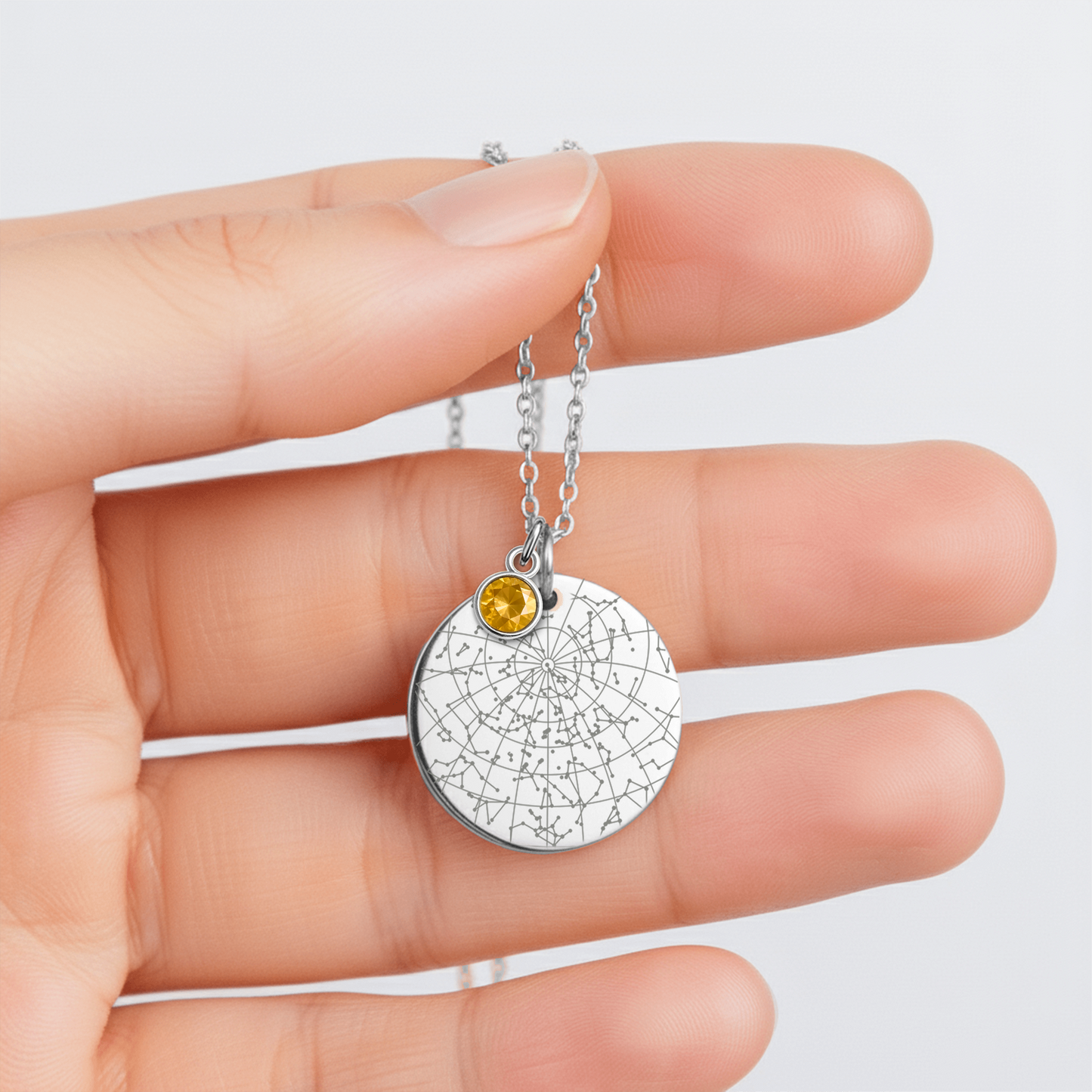 Under These Starts You Were Born | A Truly Special YOU | Star Map Coin Necklace with Birthstone