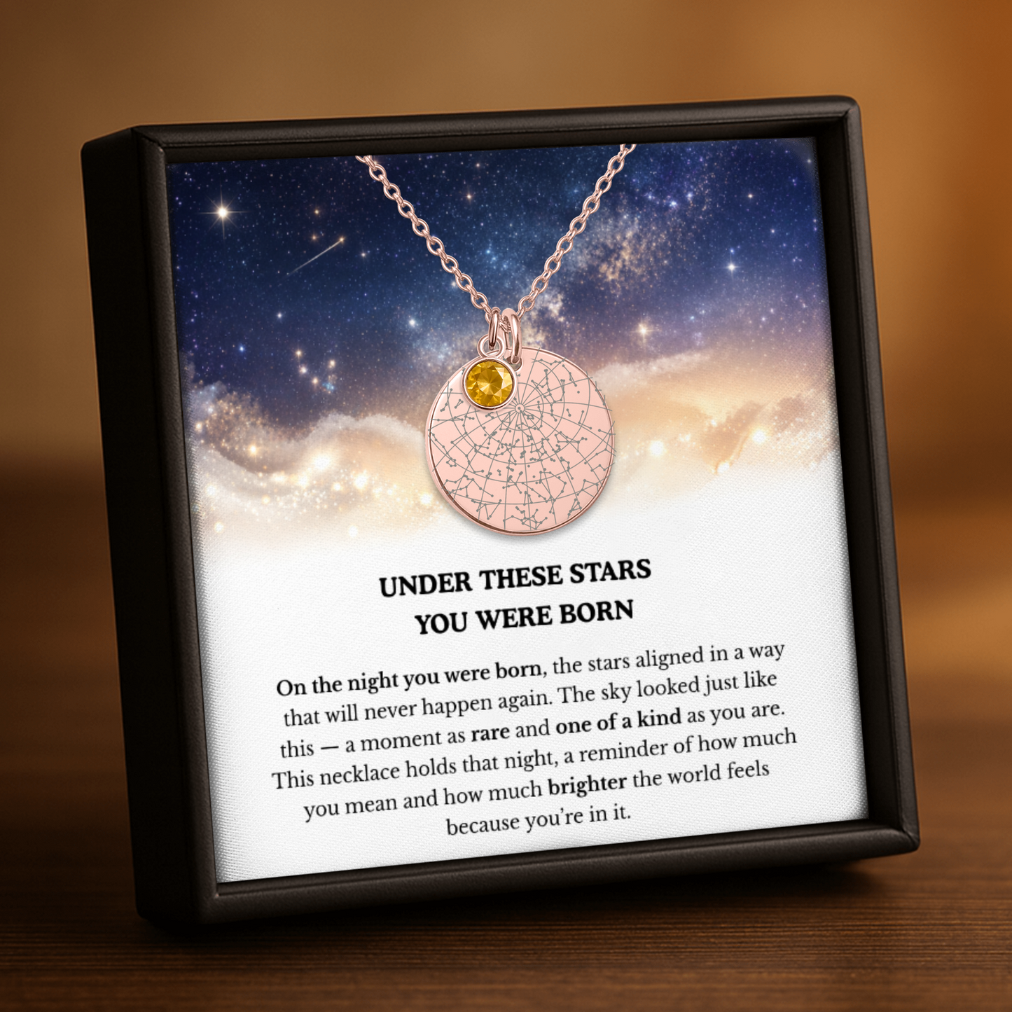 Under These Stars | One Of A Kind | Personalized Star Map Coin Necklace with Birthstone
