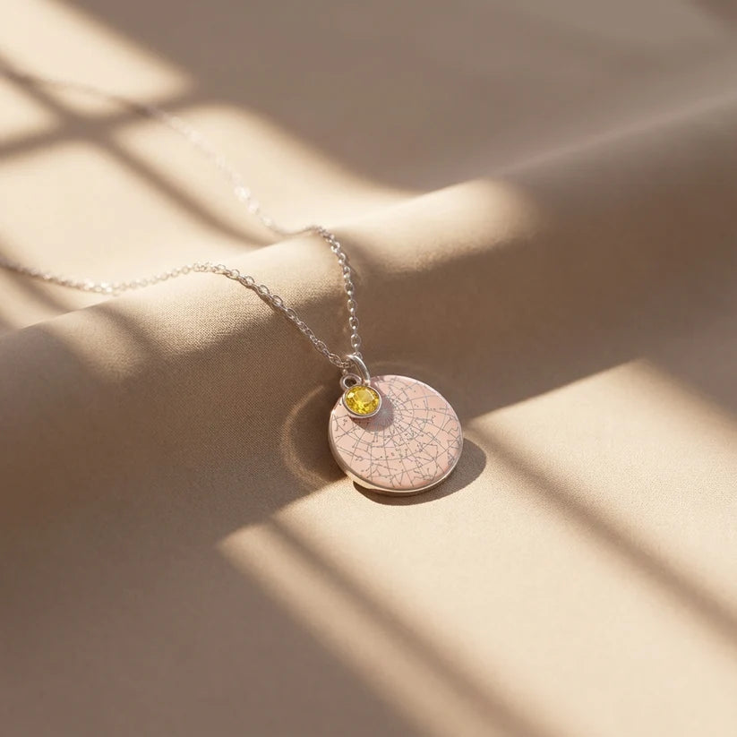 To Our Beautiful Daughter | Always and Forever, Mom & Dad | Personalized Star Map Coin Necklace with Birthstone