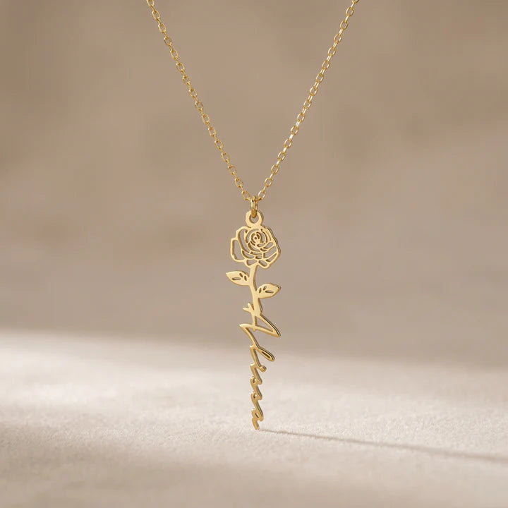 Never Forget That I Love You | Birth Flower Name Necklace