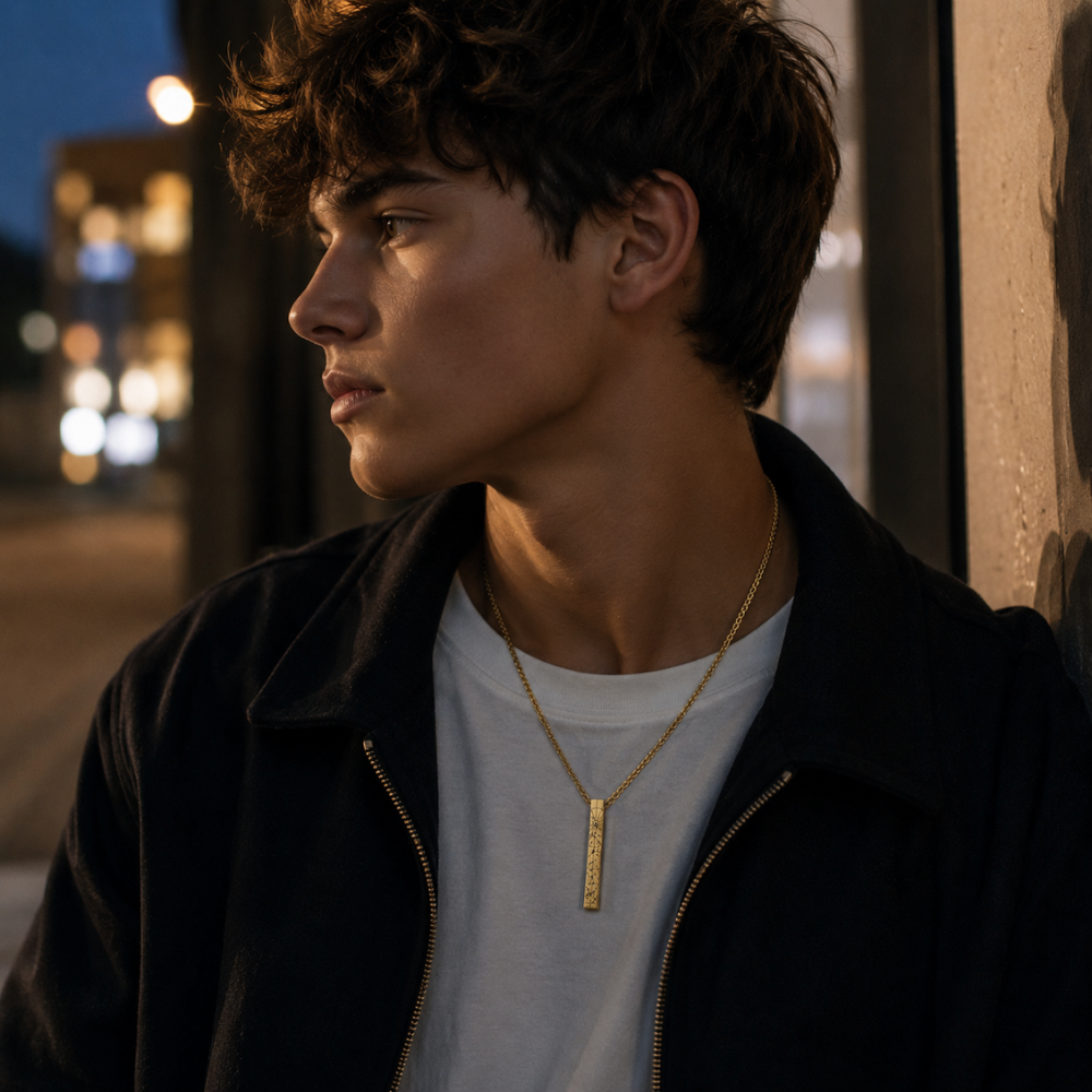 To Amazing Son | On The Night You Were Born | Star Map Cuban 3D Bar Necklace