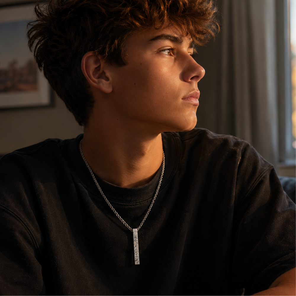 To Amazing Son | On The Night You Were Born | Star Map Cuban 3D Bar Necklace