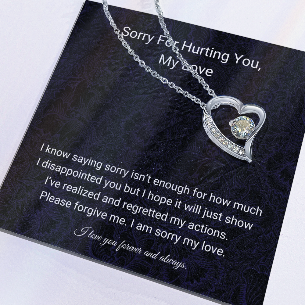 Sorry My Love | I Love You Forever & Always | Forever Love Necklace with Red Heart Rose Box