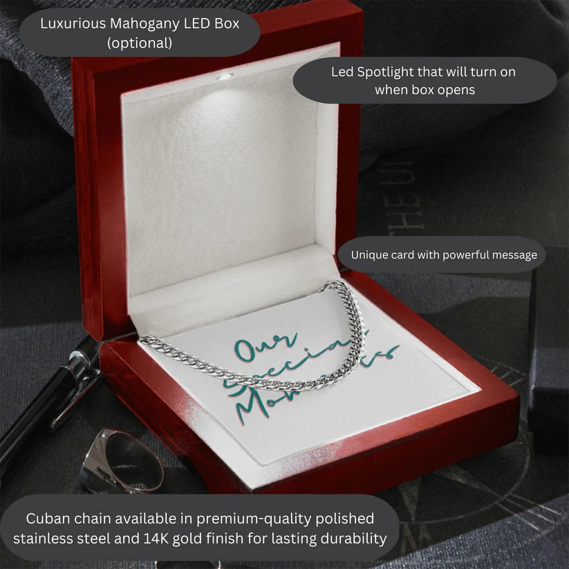 To My Amazing Son - I Want You To Believe Deep In Your Heart - Cuban Link Chain