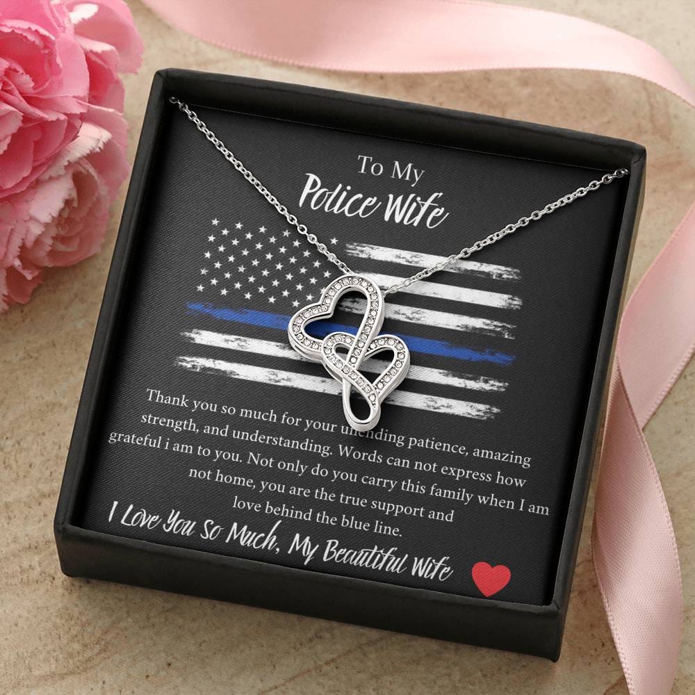 To My Police Wife - I Love You So Much My Beautiful Wife - Double Hearts Necklace