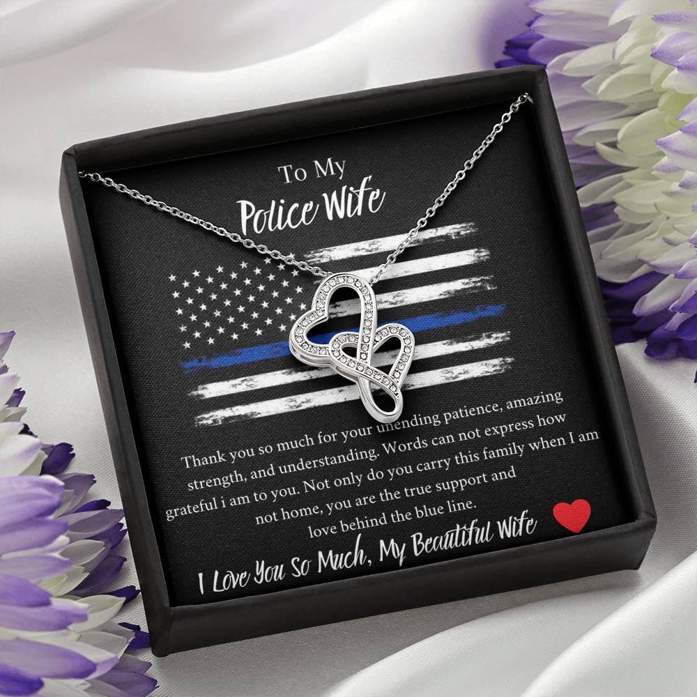 To My Police Wife - I Love You So Much My Beautiful Wife - Double Hearts Necklace